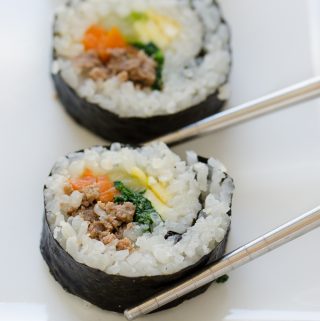 Ground Beef Gimbap (김밥) - AKA Korean Sushi - Buttered Side Up