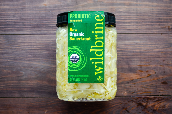 Huge jar of Wildbrine sauerkraut.