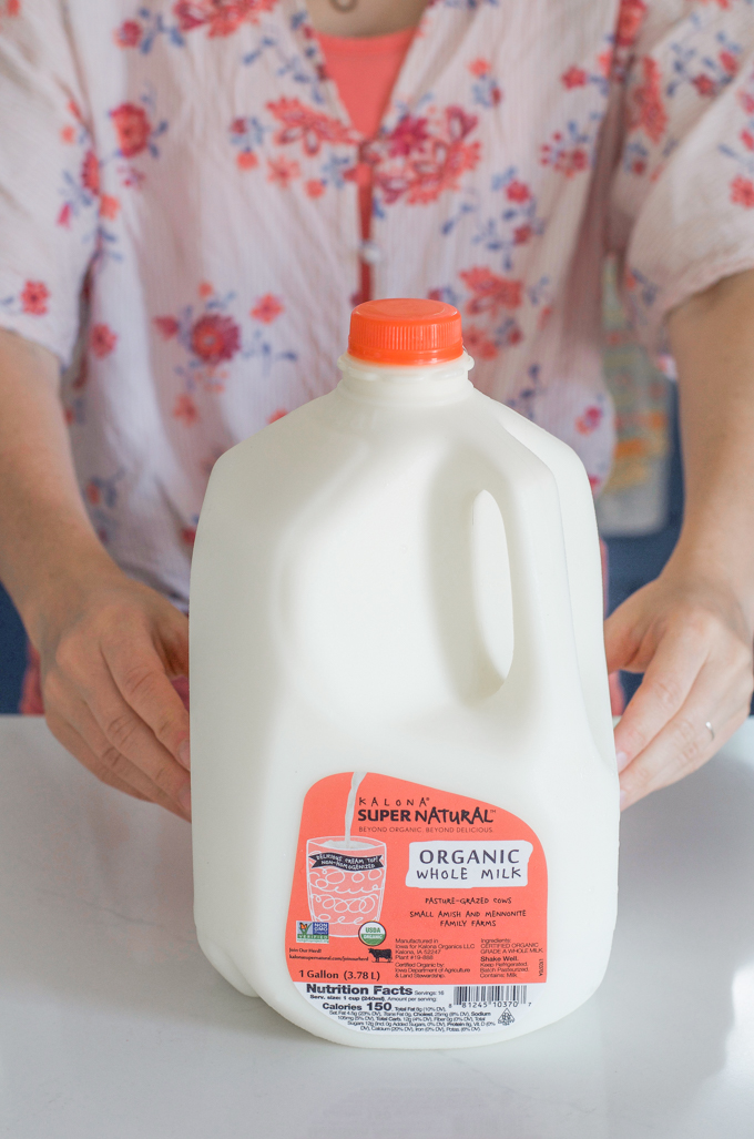 A jug of Kalona SuperNatural milk.