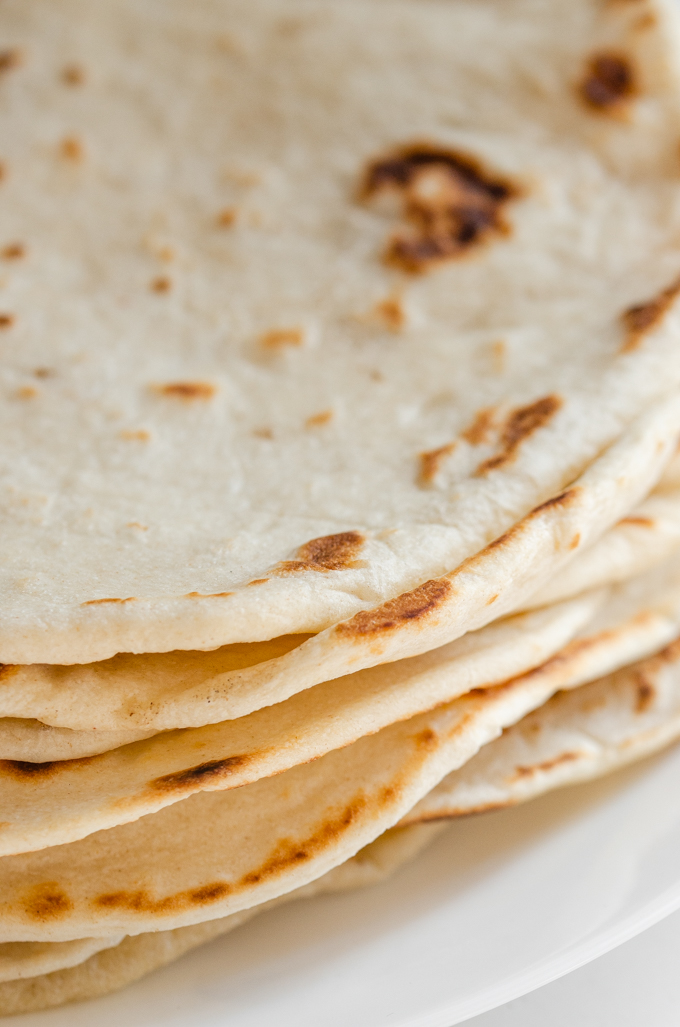 Close up shot of the sourdough tortillas.