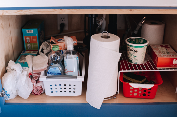 Kitchen Towel Drawer Under Stainless Steel Sink - Transitional