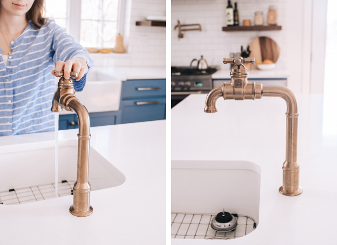 Delta Broderick true bar faucet in champagne bronze. 