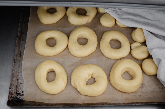 The risen sourdough donuts.