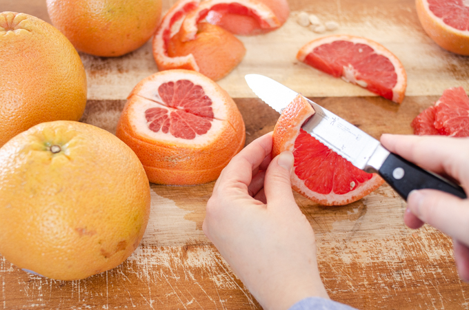 How to cut a grapefruit into a rising sun shape.