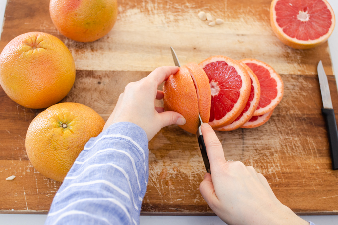 How to cut a grapefruit into a rising sun shape.