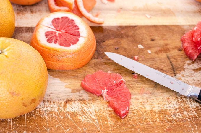 How to cut a grapefruit into a rising sun shape.
