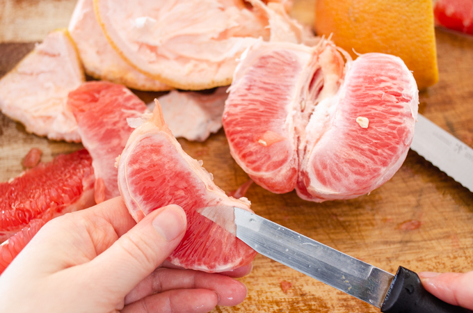 How to remove the membranes from grapefruit slices.