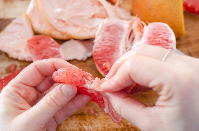 How to remove the membranes from grapefruit slices.