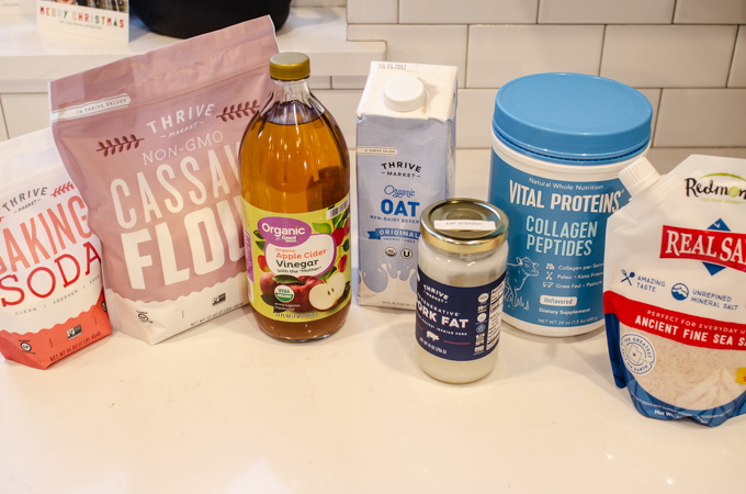 All of the ingredients for cassava flour biscuits