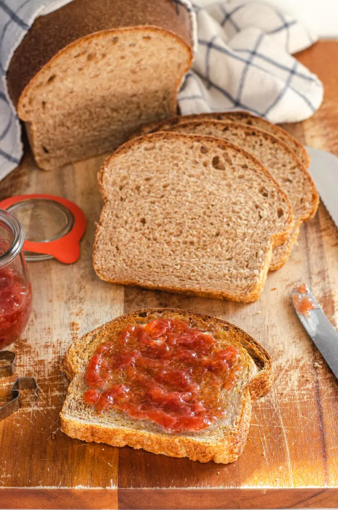 Healthy Whole Wheat Sourdough Sandwich Bread - Buttered Side Up